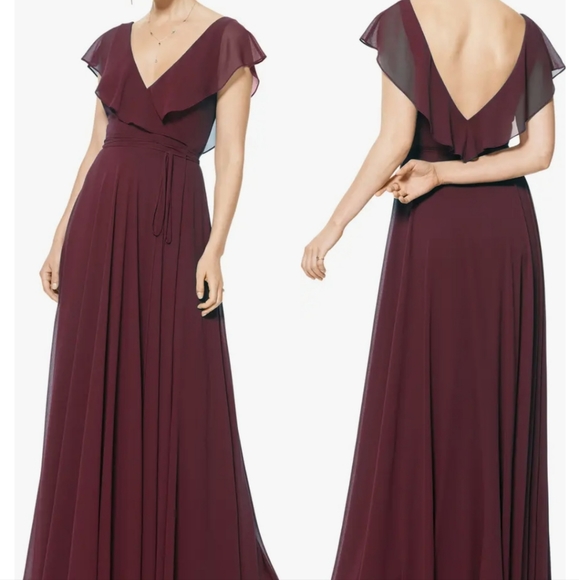 Levkoff Ruffle V-Neck Wrap Gown - Picture 12 of 13